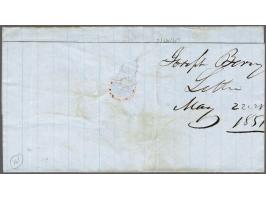 Benjamin Franklin 5 cents red brown with black grid cancellation on cover from New York 22-5-1851 with red straight line Stea