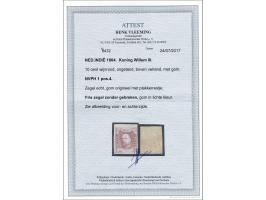 10 cent wijnrood pos. 4 met velrand, pracht ex. met lichte gom en certificaat Vleeming 2017, cat.w. 400+