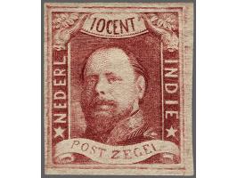 10 cent wijnrood pos. 100 met velrand, pracht ex. met grote plakker(resten), cat.w. 400