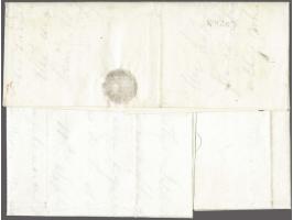 Benjamin Franklin 5 cents red brown worn plate with red grid cancel on cover from Hartford, Illinois 20-11-1850 to Providence