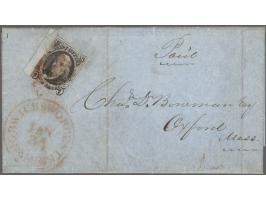 Benjamin Franklin 5 cents darkbrown with sheet margin on cover with Norwich &amp; Worcester 31-1-(1849) circular date stamp t