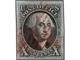 George Washington 10 cents black with red grid cancellation, fine/very fine (tiny pressed out fold), cat.v. $ 825
