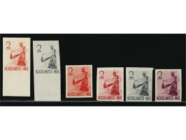 Ongetande kleurproeven Dansers 2 cent in 6 verschillende nuances, pracht ex.