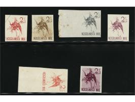 Ongetande kleuproeven Dansers 2½ cent in 6 verschillende nuances w.b. niet vermeld in Proevencatalogus, vrijwel pracht ex.