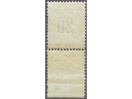 20 cent rood en zwart type III tanding 12½ x 12 met velrand, gom deels iets getint, cat.w. 375