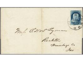 Benjamin Franklin 1 cent blue type II (25L1E) on advertisement circular (boot and shoe warehouse) from Chicago 30-3-1852 to R