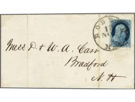 Benjamin Franklin 1 cent blue type II on advertisement circular (Atlantic Cotton Mills) from Boston 10-11-1857 to Bradford, N