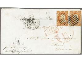 Benjamin Franklin 30 cents orange (2x) on cover from New York ?-3-1861 to Paris, fine/very fine with 1988 APS and 2021 Willia