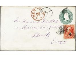 Edwin Stanton 7 cents vermillion without secret mark on cover 3 cents green type U25 from New York ?-8-1875 over Zürich to Me