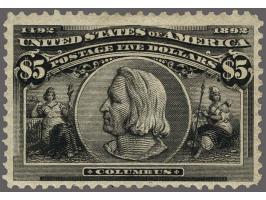 Columbus 5 dollars black, fine/very fine mint with large hinge remnant, cat.v. $ 2300
