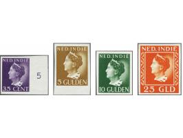 Getande en ongetande proeven emissie Van Konijnenburg 10 cent t/m 25 gulden, totaal 52 ex. w.b. enkele paren, vrijwel uitslui