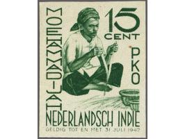 Ongetande kleurproeven emissie Moehammadijah 2 t/m 15 cent, totaal 28 ex. w.b. niet in de Proevencatalogus vermeld, pracht ex