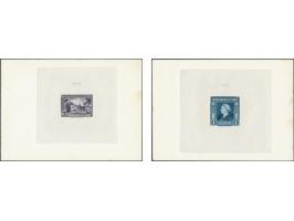 Ongetande stempelproeven in de gekozen kleuren van de American Banknote Company van Landschappen en Wilhelmina 1 cent t/m 1 g