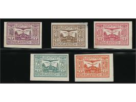 Ongetande goedgekeurde tekening 10 cent t/m 1½ gulden in de gekozen kleuren, fraaie ex. (10, 20 en 40 cent dunne plekjes, 75 