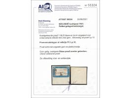 Goedgekeurde proef Abel Tasmanvlucht 1 gulden in blauw en bruin, afkomstig uit velletje PC 10, pracht ex. (gom iets gelig) me