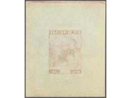 Ongetande stempelproef in rood van de Koninklijke Familie 2½ cent op velletje dun papier met gom, pracht ex.