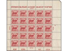Battle of White Plains miniature sheets 25x 2 cents carmine rose with plate numbers 18770, 18771, 18773 and 18774, all very f