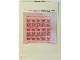 Battle of White Plains miniature sheets 25x 2 cents carmine rose with plate numbers 18770, 18771, 18773 and 18774, all very f