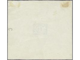 Stempelproef van Cijfer 1½ cent blauw op velletje dun papier met knipteken, pracht ex. (enkele onbeduidende vlekjes) met cert