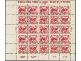 Battle of White Plains miniature sheet 25x 2 cents rose carmine with plate number 18774 and the Dot of over first "S" of Stat