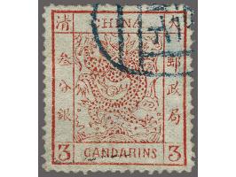 Large Dragon 3 candarins red on thin paper, fine/very fine, cat.v. 350