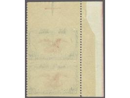 Eagle holding Shield 6 cents dark blue and carmine in vertical pair imperforated horizontaly with corner margin, very fine un