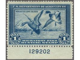 Mallards Alighting 1 dollar blue with sheet margin with plate number 129202, very fine unmounted mint, cat.v. $ 750
