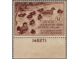 Ruddy Ducks 1 dollar brown carmine (3x) with sheet margin with plate number 146271 in different positions, very fine unmounte
