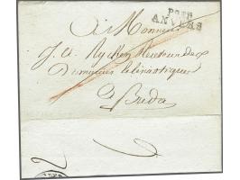 Prepaid letter (2 déc) from a French border office from Anvers 18 aout 1810 with black P.93.P ANVERS to Breda, very fine