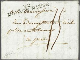 82 MOUZON MEUSE (56x10 mm), former Neufchateau) on letter to Paris le 9 Vendemiaire l'an 4, postage 15 déc., signed Baudet, v
