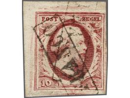 10 cent karmijn plaat VIII pos. 26 met hoekvelrand, pracht ex.