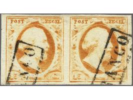 15 cent oranjegeel pos. 51-52 in paar, pracht ex.