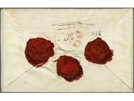 5 cent donkerblauw plaat III pos. 33, 36 en 43 op envelop van Middelharnis (langstempel achterzijde) via Dirksland 22-3-1855 
