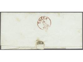 5 cent blauw plaat III pos. 70 met velrand op briefomslag van Heerenveen 16-10-1858 naar Sneek, pracht ex.