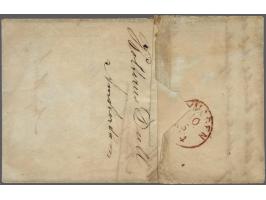5 cent blauw plaat VI pos. 49-50 op dun papier met enorme velrand met 3 watermerklijnen en deel letters POSTZ op vouwbrief va