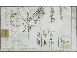 10 cent karmijn plaat I pos. 14 en 15 cent oranje pos. 3 op vouwbrief van Maastricht 15-6-1855 over Laibach (Ljubljana) en Kr