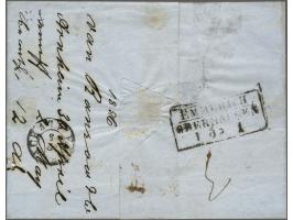 10 cent donkerrood plaat III pos. 60 en 15 cent donkeroranje pos. 87 op briefomslag van Arnhem 30-4-1857 via Emmerich naar Ei