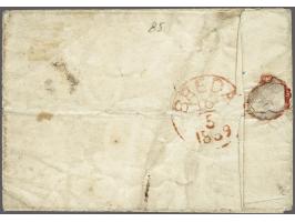 10 cent rood plaat V pos. 22 schone druk op kleinformaat briefomslag van Boxmeer 15-5-1859 naar een soldaat bij het 6e Regime