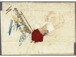 15 cent donkeroranje pos. 51-52 in paar op zogenaamde "cholerabrief" van Rotterdam 12-6-1854 naar Napels met op achterzijde t