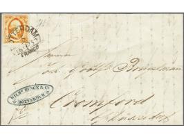 15 cent oranje pos. 43 op vouwbrief van Rotterdam 5-10-1857 naar Cromford (Pruissen), zeer fris pracht ex. Mooi briefje!