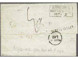 15 cent oranjegeel pos. 5/10 in verticaal paar op vouwbrief van Scheveningen (langstempel achterzijde) via Den Haag 27-7-1861