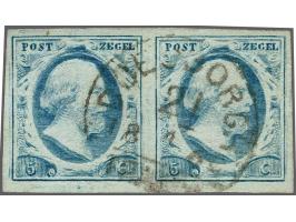 Doesborgh C klein (Ey 125) centraal op 5 cent flets grijsblauw plaat III pos. 3-4 in paar, pracht ex.