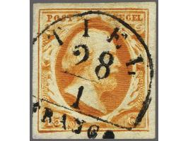 Tiel A (Ey 125) op 15 cent donkergeeloranje, pracht ex. gesigneerd Hammerschmidt