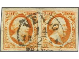 Venlo B (Ey 150) centraal op 15 cent donkeroranje pos. 22-23 in paar, pracht ex. met certificaat Moeijes 1992