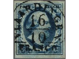 Vlaardingen A (Ey 100) luxe op 5 cent donkerblauw plaat III pos. 27, pracht ex.