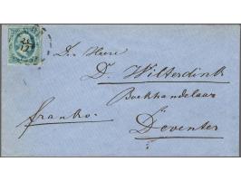 Gebroken cirkelstempel Goor (Ey 250) met geschreven datum aanduiding op 5 cent lichtblauw plaat III pos. 6 op envelop van Del