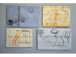 13 pre philatelic letters 1746-1864, some with better transit cancellation as NEUCHATEL PAR/ PONTARLIER (vdL. 2024)
