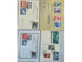 FIS Mi. nos. 551-554 on "Offiziele Festpostkarte" (with Gerhard Babor certificate), WIPA Mi. no. 555 on post card and FIS Mi.