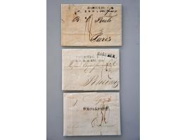15 better pre philatelic letters, a.o. 2x red HAMBOURG. 4/ B.B.D. and date (both to Paris 1807), black HAMBOURG (letter Copen