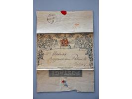 Mulready lettersheet SG ME1 with red maltese cross, a fine ex. with minor imperfections, cat.v. £ 550  